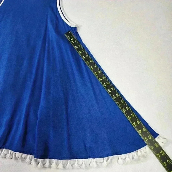 Ces femme Women's Sleeveless Swing Tank Small Royal Blue/White Tassel Hemline - Picture 16 of 16
